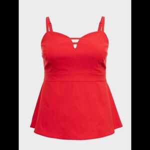 Torrid NWT Red Bengaline Peplum Ladder Detail Cami, size 1x